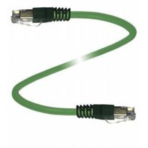 Ethernet bus cable RJ45 plug straight to RJ45 plug straight Ethernet-coded, 8-pin, PUR cable green, Cat6A, pairs shielded and overall shield , Length: 1 m