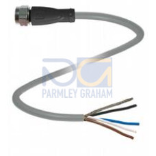 Female cordset single-ended M12 straight stainless steel 1.4404, A-coded, 4-pin, PUR cable grey, shielded, Length: 10 m