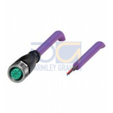 DeviceNet/CANOpen bus cable female cordset single-ended M12 straight A-coded, 5-pin, PUR cable violet, shielded, UL approved, drag chain suitable, salt water resistant, Length: 2 m
