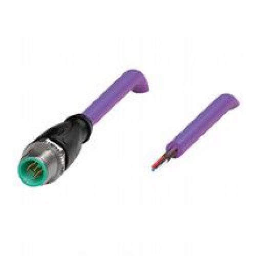 DeviceNet/CANOpen bus cable male cordset single-ended M12 straight A-coded, 5-pin, PUR cable violet, shielded, UL approved, drag chain suitable, salt water resistant, Length: 3 m