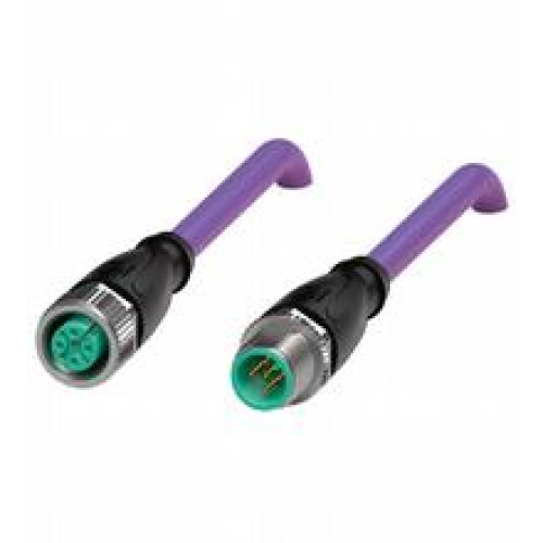 DeviceNet/CANOpen bus cable M12 socket straight to M12 plug straight A-coded, 5-pin, PUR cable violet, shielded, UL approved, drag chain suitable, salt water resistant, Length: 3 m