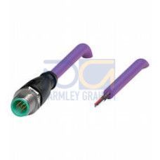 DeviceNet/CANOpen bus cable male cordset single-ended M12 straight A-coded, 5-pin, PUR cable violet, shielded, UL approved, drag chain suitable, salt water resistant, Length: 1 m