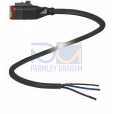 Female cordset single-ended Deutsch socket straight, 3-pin, PUR cable black, drag chain suitable, outdoor, Length: 6 m