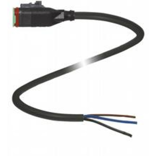 Female cordset single-ended Deutsch socket straight, 3-pin, PUR cable black, drag chain suitable, outdoor, Length: 6 m