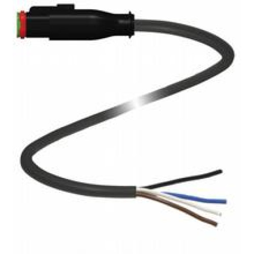 Female cordset single-ended Deutsch socket straight, 4-pin, PUR cable black, drag chain suitable, outdoor, Length: 10 m
