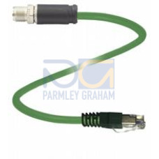 Ethernet bus cable M12 plug straight X-coded to RJ45 plug straight Ethernet-coded, 8-pin, PUR cable green, Cat6A, pairs shielded and overall shield , Length: 10 m