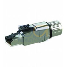 Male connector RJ45 straight 8-pin, Cat6A, shielded, field-attachable, insulation displacement connection