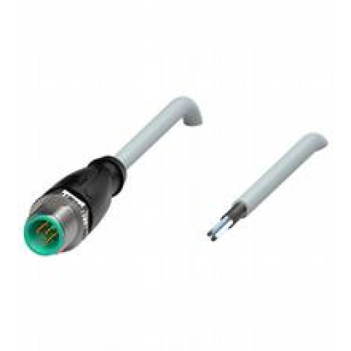 Male cordset single-ended M12 straight A-coded, 5-pin, PUR cable grey, shielded, Length: 1 m