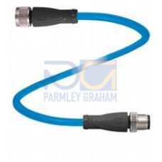 Cordset M12 socket straight to M12 plug straight A-coded, 4-pin, PUR cable blue, NAMUR, Length: 3 m