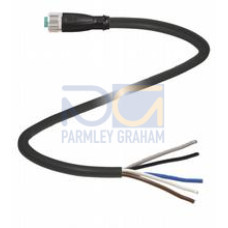 Female cordset single-ended M8 straight B-coded, 5-pin, PUR cable black, UL-approved, drag chain suitable, torsion resistant, Length: 1 m