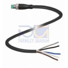 Male cordset single-ended M8 straight B-coded, 5-pin, PUR cable black, UL-approved, drag chain suitable, torsion resistant, Length: 3 m