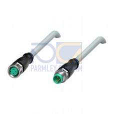 Cordset M8 socket straight to M8 plug straight A-coded, 3-pin, PUR cable grey