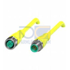 Cordset M12 socket straight to M12 plug straight A-coded, 5-pin, PUR cable welding-bead resistant yellow, UL approved, drag chain suitable, torsion resistant, Length: 5 m