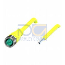 Female cordset single-ended M12 straight A-coded, 5-pin, PUR cable welding-bead resistant yellow, UL approved, drag chain suitable, torsion resistant, Length: 20 m