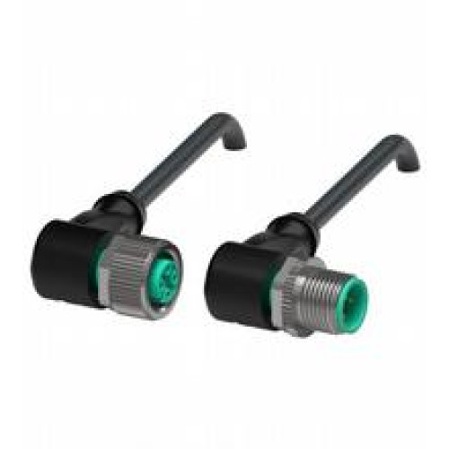 Cordset M12 socket angled to M12 plug angled A-coded, 3-pin, PUR cable black, UL approved, drag chain suitable, torsion resistant