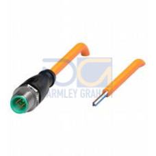 Male cordset single-ended M12 straight A-coded, 4-pin, PUR cable welding-bead resistant orange, UL approved, drag chain suitable, torsion resistant
