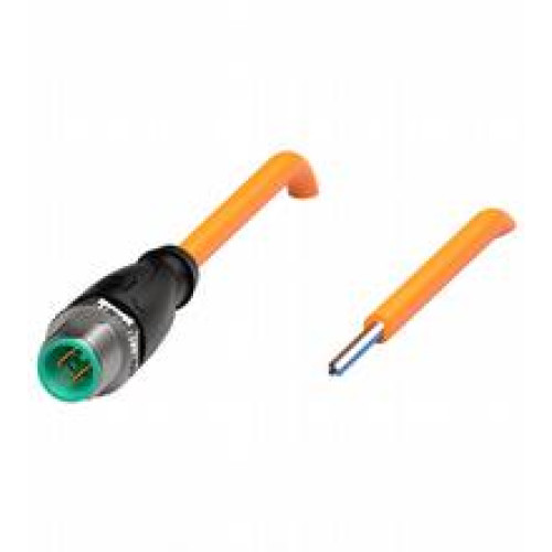 Male cordset single-ended M12 straight A-coded, 4-pin, PUR cable welding-bead resistant orange, UL approved, drag chain suitable, torsion resistant