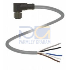 Female cordset single-ended M12 angled L-coded, 5-pin, PUR cable grey, UL approved, Length: 5 m