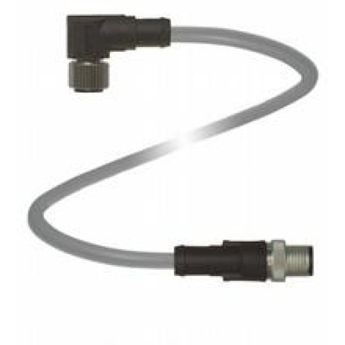 Cordset M12 socket angled to M12 plug straight L-coded, 5-pin, PUR cable grey, UL approved, Length: 2 m