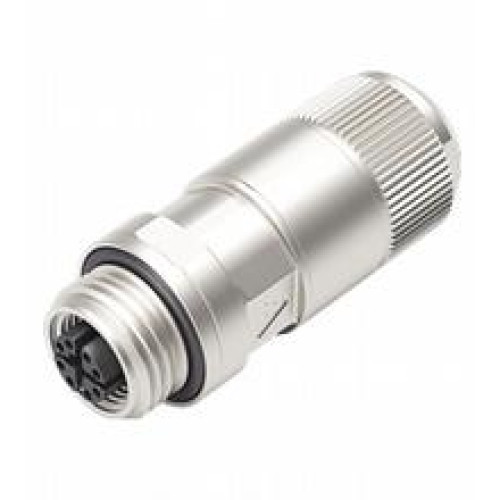 Female connector M12 straight X-coded 8-pin, Cat6A, shielded, for cable diameter 5.5 - 9 mm, field-attachable, insulation displacement connection