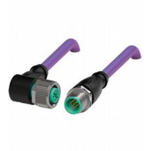 DeviceNet/CANOpen bus cable M12 socket angled to M12 plug straight A-coded, 5-pin, PUR cable violet, shielded, UL approved, drag chain suitable, salt water resistant, Length: 5 m
