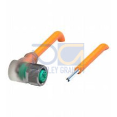 Female cordset single-ended M12 angled A-coded, LED 5-pin, PUR cable welding-bead resistant orange, UL approved, drag chain suitable, torsion resistant, Length: 5 m