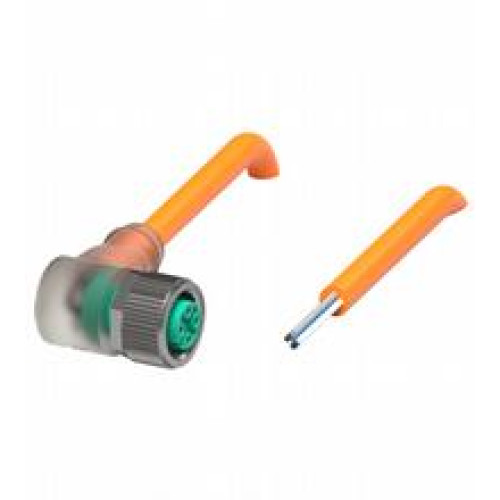 Female cordset single-ended M12 angled A-coded, LED 5-pin, PUR cable welding-bead resistant orange, UL approved, drag chain suitable, torsion resistant, Length: 5 m