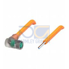 Female cordset single-ended M8 angled A-coded, LED 3-pin, PUR cable welding-bead resistant orange, UL approved, drag chain suitable, torsion resistant