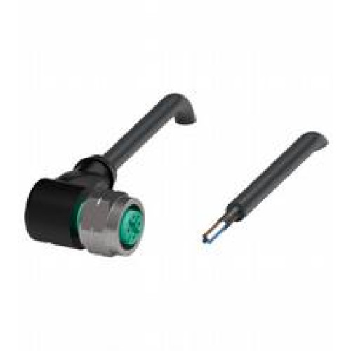 Female cordset single-ended M12 angled stainless steel 1.4404, A-coded, 4-pin, PUR cable black, shielded, UL approved, drag chain suitable