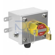 Product: LRS emergency stop unit with protective flap; Enclosure material: AISI 316L stainless steel; Enclosure size (HxWxD): 96 x 110 x 86 mm; Finish: mechanically brushed; Enclosure cover: fixed ..