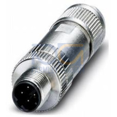 Male connector M12 straight D-coded 4-pin, shielded, for cable diameter 4 - 8 mm, field-attachable, insulation displacement connection