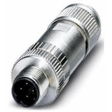 Male connector M12 straight D-coded 4-pin, shielded, for cable diameter 4 - 8 mm, field-attachable, insulation displacement connection