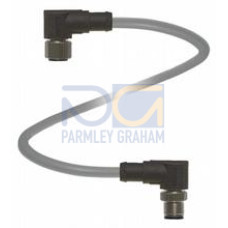 Cordset M12 socket angled to M12 plug angled L-coded, 5-pin, PUR cable grey, UL approved