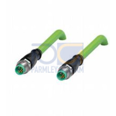 Ethernet bus cable M8 plug straight to M8 plug straight A-coded, 4-pin, PUR cable green, Cat5e, shielded, UL approved