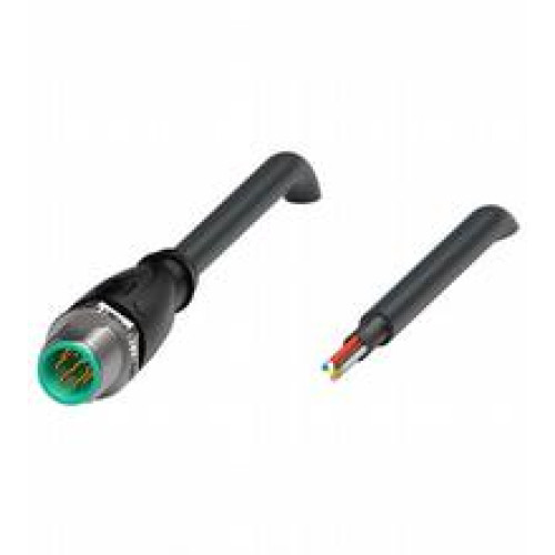 Male cordset single-ended M8 straight A-coded, 8-pin, PUR cable black, shielded