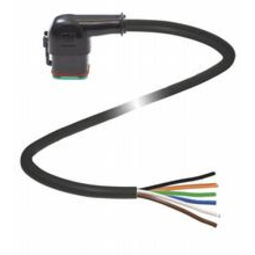 Female cordset single-ended Deutsch socket angled 6-pin, PUR cable black, drag chain suitable, outdoor