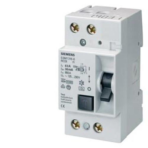 Residual current operated circuit breaker, 2-pole, type A, In: 63 A, 30 mA, Un AC: 230 V