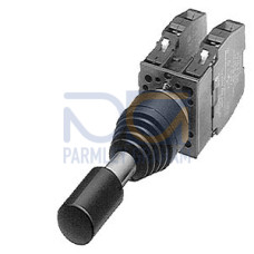 Coordinate switch, 22 mm, round, plastic, black, Metal front ring, 4 switch positions, momentary con