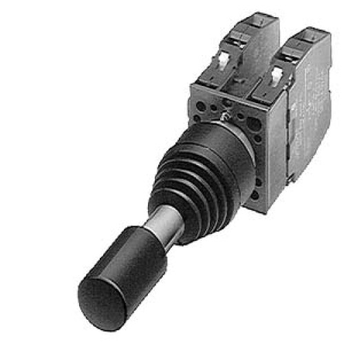 Coordinate switch, 22 mm, round, plastic, black, Metal front ring, 4 switch positions, momentary con