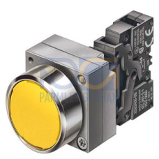 22MM METAL ROUND COMPLETE UNIT COMBINATION: PUSHBUTTON MOMENTARY CONTACT TYPE WITH FLAT BUTTON SCREW