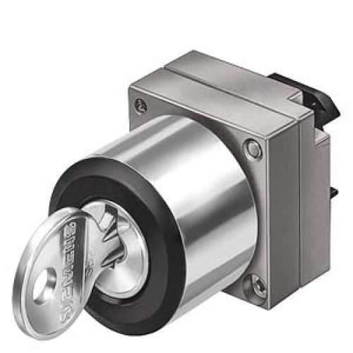 22MM ROUND METAL ACTUATOR: RONIS LOCK WITH 2 KEYS MAINTAINED CONTACT 3 SWITCH POSITIONS I-O-II LOCK