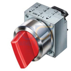 22MM METAL ROUND ACTUATOR: SELECTOR SWITCH MOMENTARY CONTACT TYPE 3 SWITCH POSITIONS I-O-II NON-ILLU