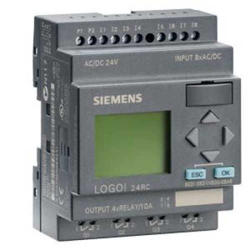 *** Spare part *** LOGO! 24RC, logic module, display PS/I/O: UC 24 V/UC 24 V/relay, 8 DI/4 DO, memor
