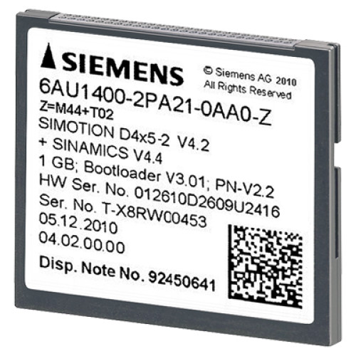 SIMOTION Drive-based 1 GB Compact Flash Card D4x5-2; SINAMICS drive software V5.x and SIMOTION kerne