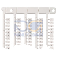 inscription label, front, with X, horizontal, terminal width: 5 mm, H: 7 mm, white