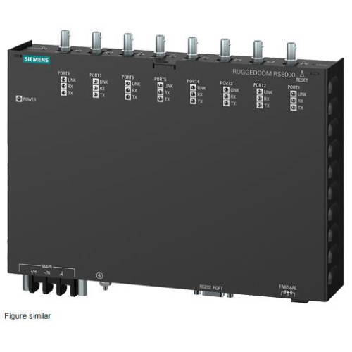 RUGGEDCOM RS8000HNC hardened, fully managed, Ethernet switches; 4 x 10/100BaseTX + 4 x 100BaseFX; 56