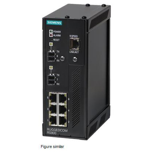RUGGEDCOM RS900 is a 9-port, industrially hardened, fully managed Ethernet switch  with 128-bit encr