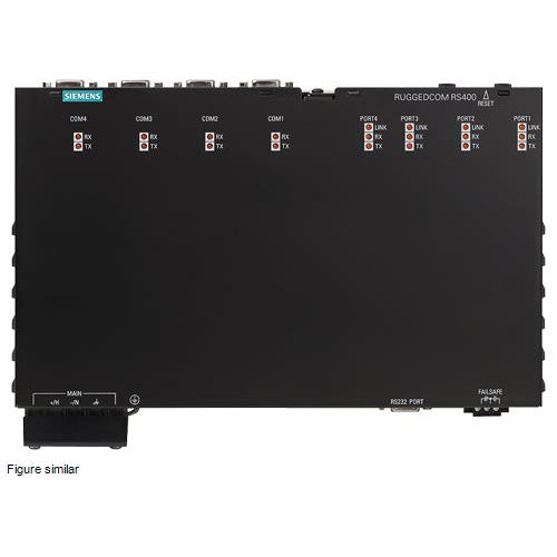 The RUGGEDCOM RS400 is an industrially hardened, serial device server with an integrated, fully mana