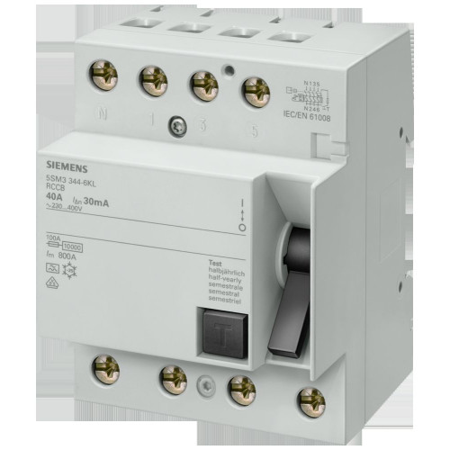 Residual current operated circuit breaker, 4-pole, type A, In: 80 A, 30 mA, Un AC: 400 V, N left